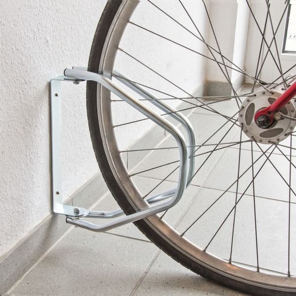Relaxdays MTB Cykelställ HxBxD 32,5 x 9 x 28,5 cm Cykelställ System Parkeringsställ 1 Cykel Metall Väggmonterad, Silver