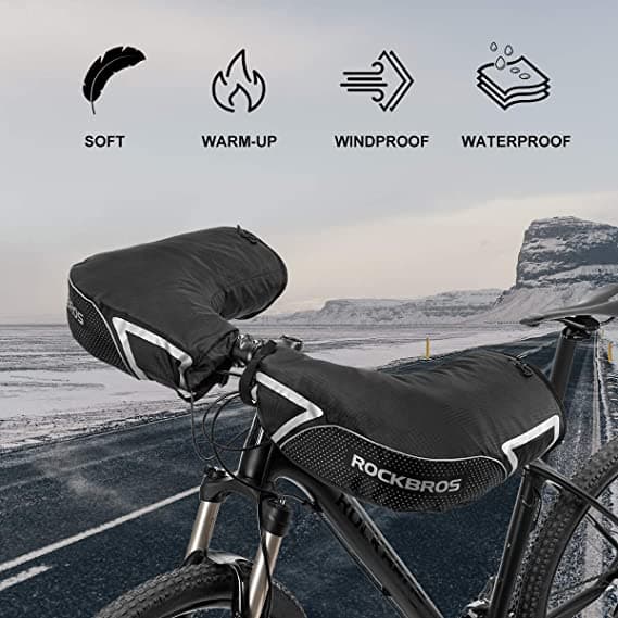 ROCKBROS styrmanchetter styrhandsker til cykel motorcykel scooter foret vindtæt vandafvisende refleks