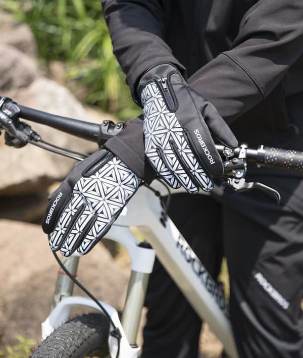 ROCKBROS S077-8 Moottoripyörä Pyöräilyhanskat Kosketusnäyttö Tuulenpitävä kuuma hiihtourheilu MTB