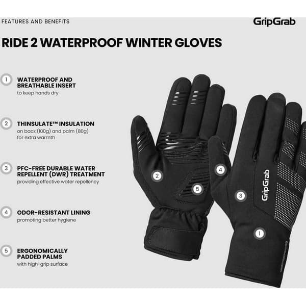 Gripgrab Ride 2 Waterproof Winter Käsineet Musta M Mies