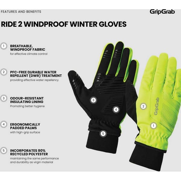 Gripgrab Ride 2 Windproof Winter Handsker Gul S Mand