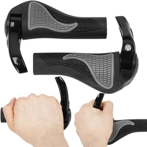 SPRINGOS® Ergonomiska cykelgrepp i mjukt halkfritt gummi 14 cm - Svart