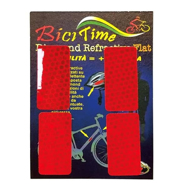 Platta refraktiva klistermärken, röda rektanglar, 2,5 x 5 cm, 4 stycken