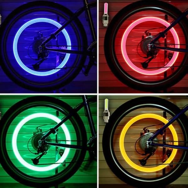 Cykelventilkåpa - WGHY - LED-ljus - 2 delar - Blå Färg - Blandad