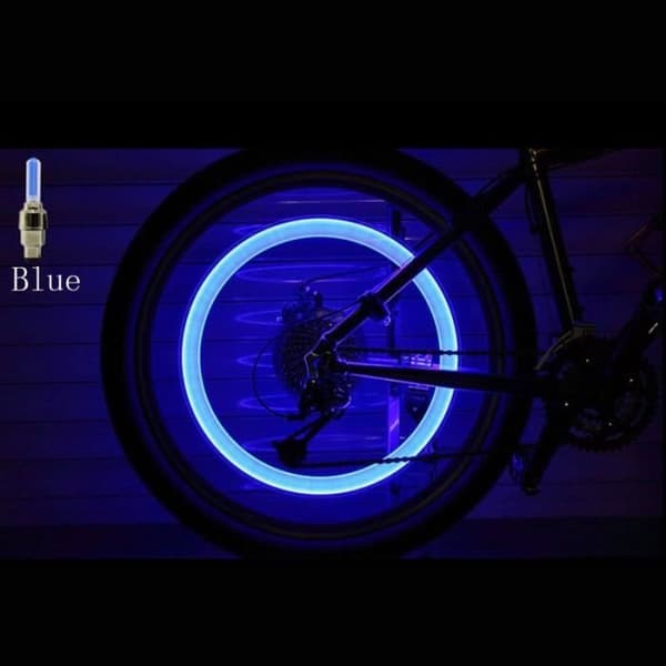 Cykelventilkåpa - WGHY - LED-ljus - 2 delar - Blå Färg - Blandad
