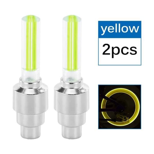 2ST Cykel LED-ljus Däck Hjul Stamventil Cap Blixt Neonljus Mountain Road Cykel Cykeldäck GUL -WGHY4370