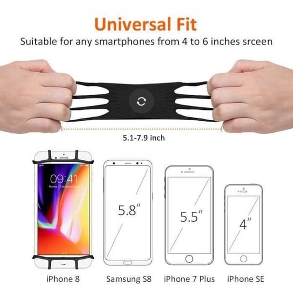 Universal Cykeltelefonhållare - Svart - För 4,0-6,0 tums smartphones - 360° rotation