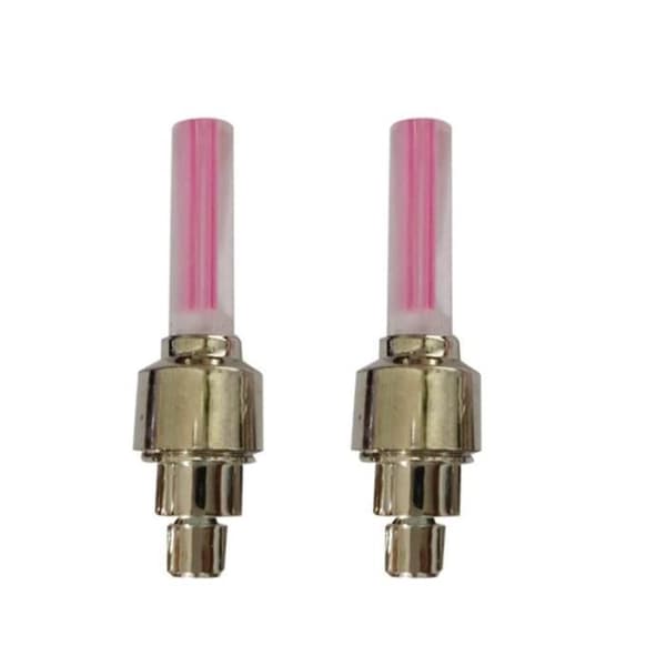 Cykeldekoration,2 st Hjulluftventilkåpa, Motorcykeldäck LED-lampa,Neongasmunstycke,Ventil - Rosa[C78392]