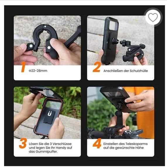 Vattentät Motorcykel Cykelhållare för Smartphone upp till 6,7 tum - GOBRO