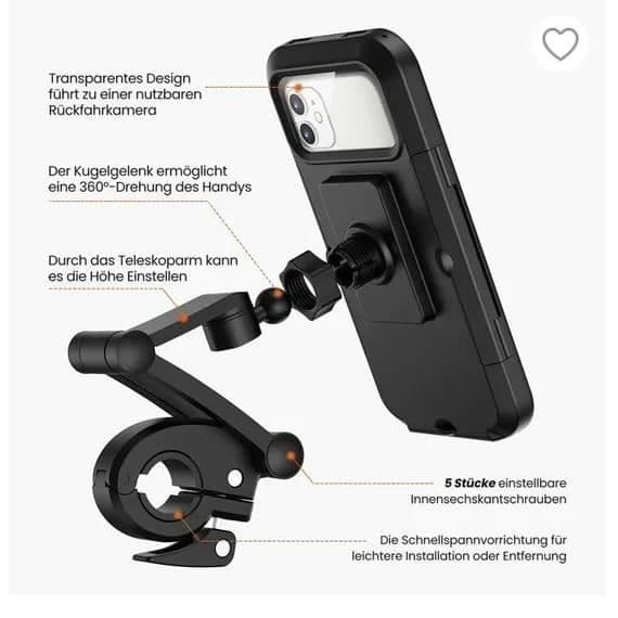 Vattentät Motorcykel Cykelhållare för Smartphone upp till 6,7 tum - GOBRO