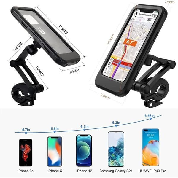 Motorcykeltelefonhållare, SPECOOL - Vattentät - Cykel - 360° - Regnskydd - Telefonhållare