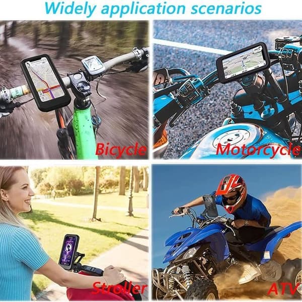 Motorcykeltelefonhållare, SPECOOL - Vattentät - Cykel - 360° - Regnskydd - Telefonhållare