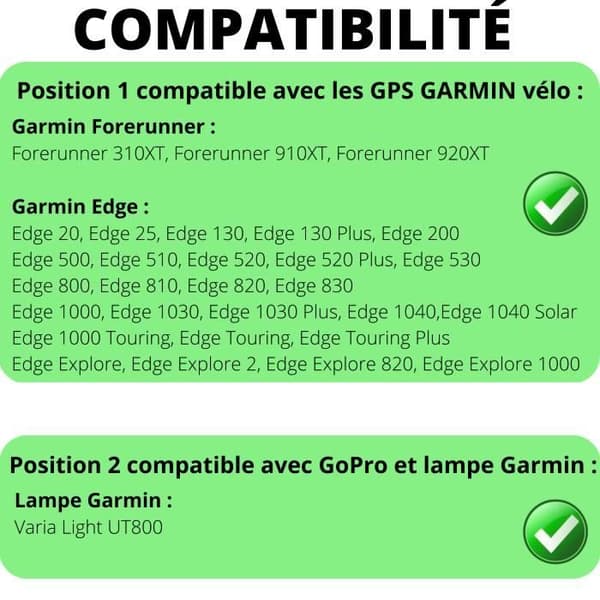 Stativ för cykel kompatibel med Garmin Edge 1040, 1030, 1000, 830, 820, 800, 530, 520, Explore, Forerunner 920XT-910XT, GoPro - GPS-stativ