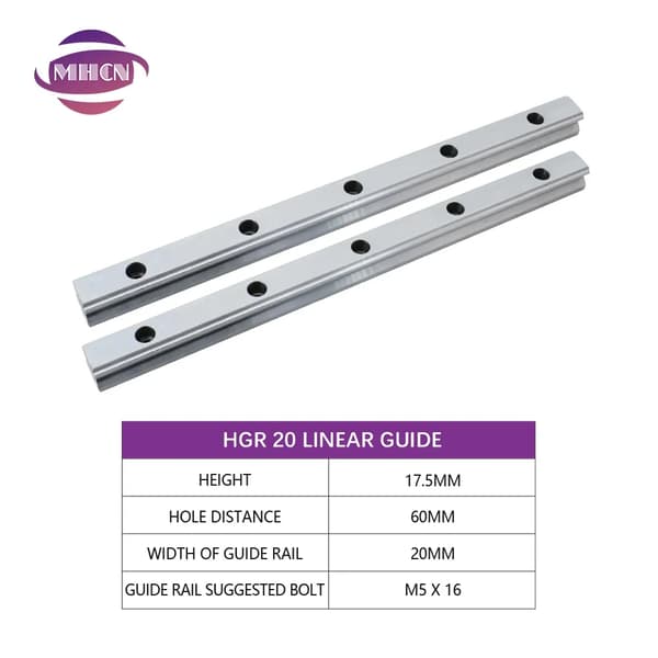 HGR20 Lineaariset Ohjausraidat, Korkeus 17,5MM, Leveys 20MM,2kpl HGR20, 1500 mm