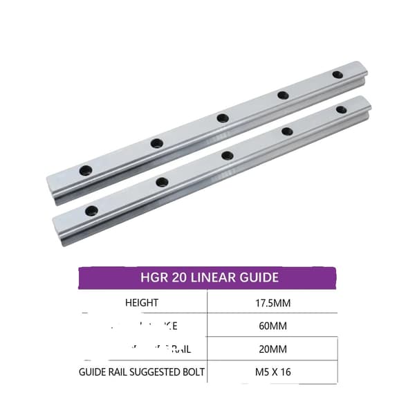 HGR20 Lineaariset Ohjausraidat, Korkeus 17,5MM, Leveys 20MM,2kpl HGR20, 1200 mm