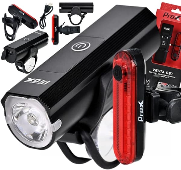 PROX VESTA SET USB CYKELLAMPE SET 400 lm