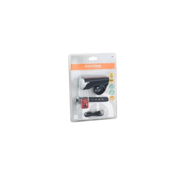 Sett med sykkellykter LED 15/25/50 LUX USB oppladbar