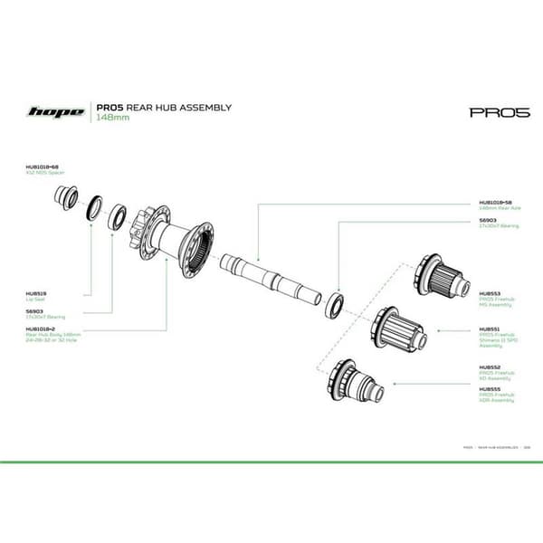 Hope Baknav Pro 5 Boost Sram Xd Silver 28H / 12 x 148 mm