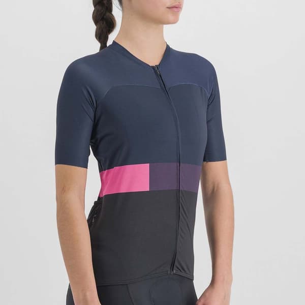 Sportful Lyhythihainen Jersey Snap Sininen,Harmaa M Nainen