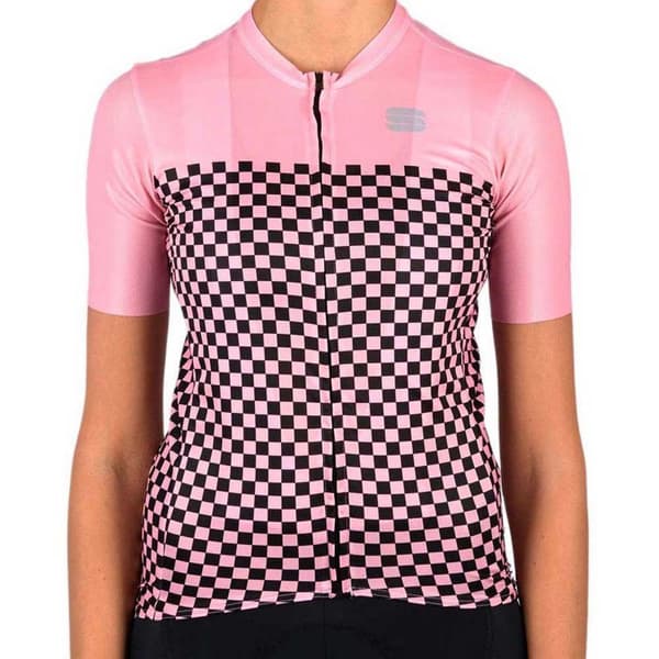 Sportful Kortærmet Jersey Checkmate Sort,Rosa M Kvinde
