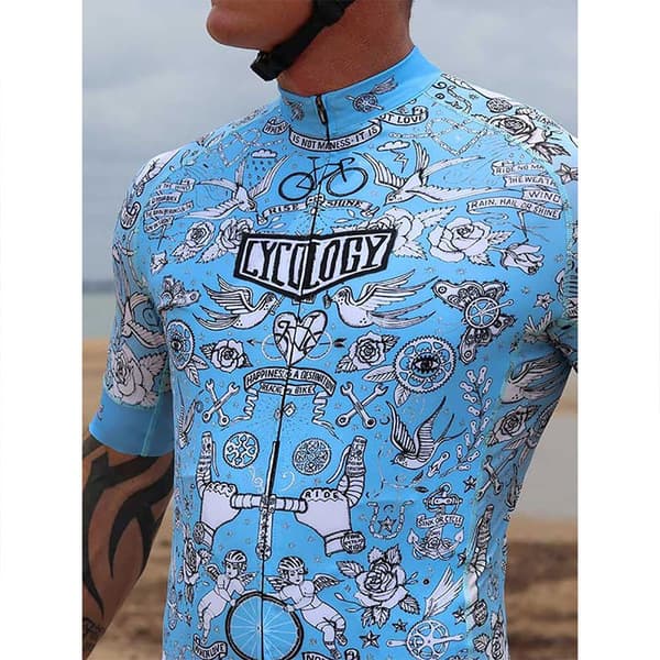 Cycology Kortærmet Trøje Velo Tattoo Blå S Mand