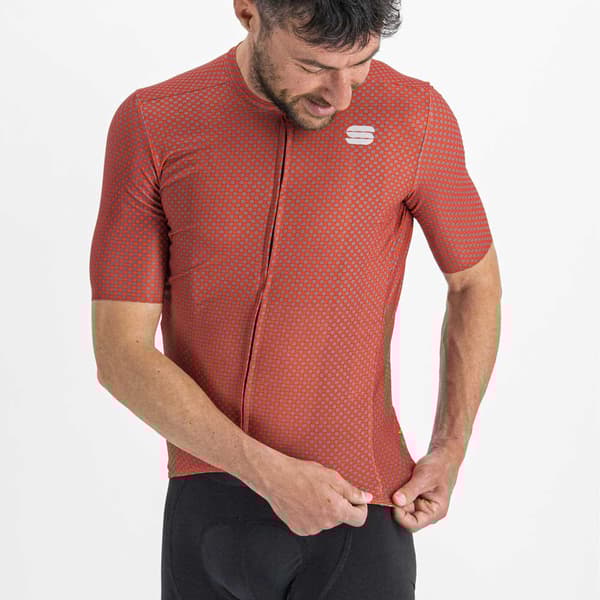 Sportful Kortærmet Jersey Checkmate Rød 2XL Mand