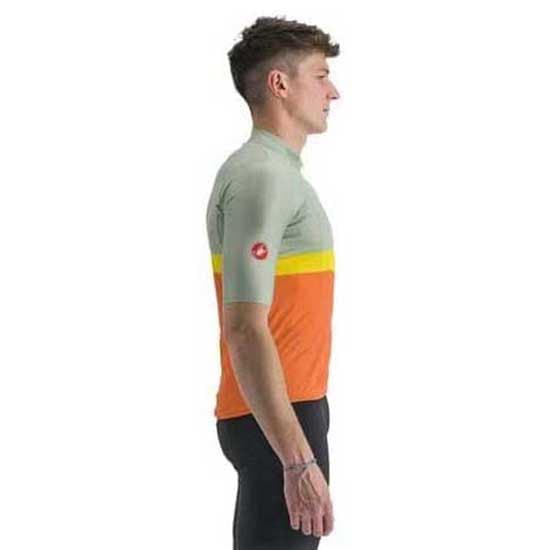 Castelli A Blocco Kortärmad Tröja Grönt,Orange L Man