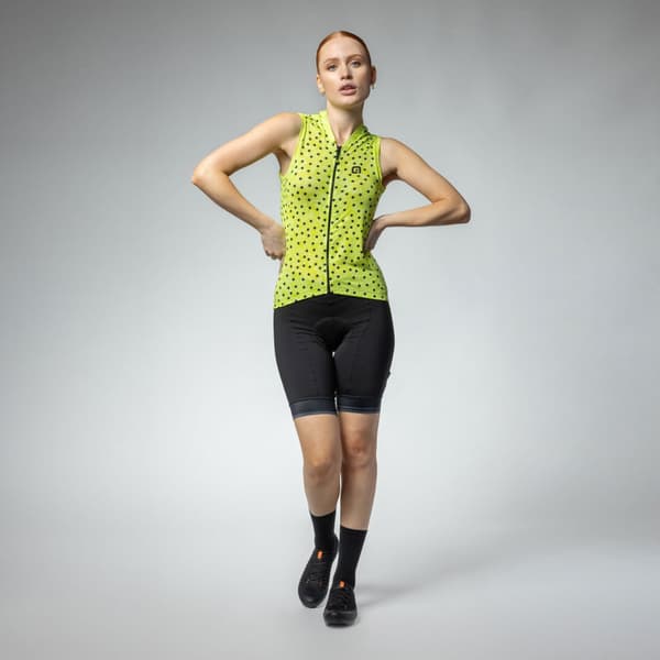 Ale Pragma Pois Ærmeløs Cykeltrøje Gul M Kvinde