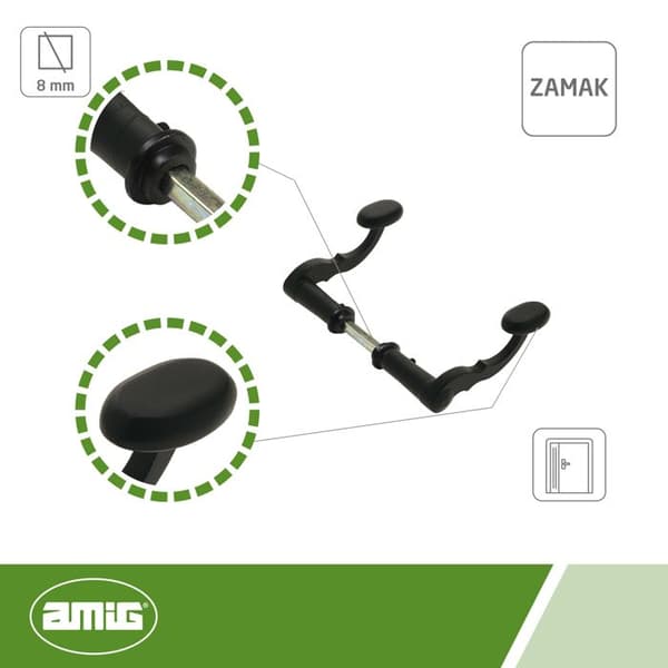 AMIG 7973 | Dubbel stöd 100SP | Zamak | Svart
