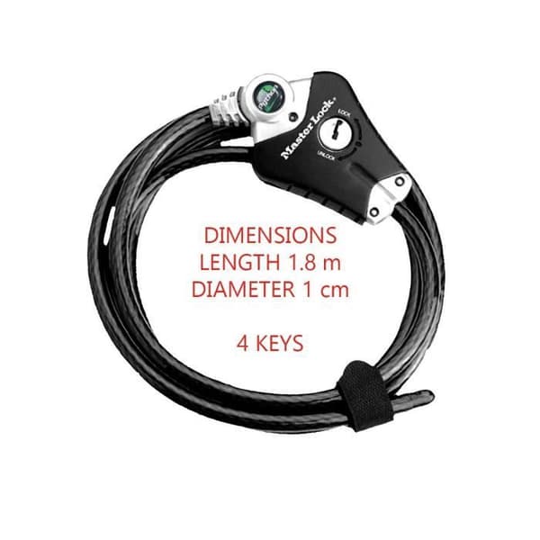 MASTER LOCK Patenterad stöldskyddskabel justerbar från 30 cm till 1,8 m
