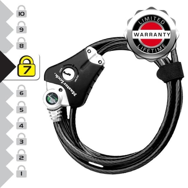 MASTER LOCK Patenterad stöldskyddskabel justerbar från 30 cm till 1,8 m