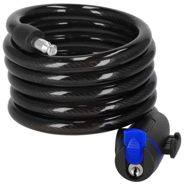 SPRINGOS spiralkabel cykellås - 180 cm - 2 nycklar