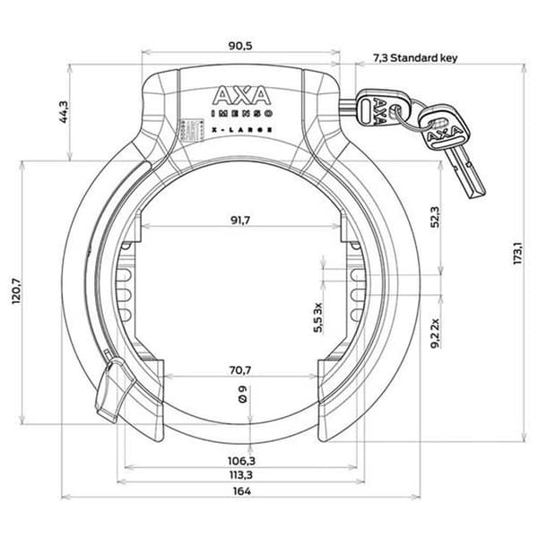 Axa Ramlås Imenso X-large 92 Mm Svart