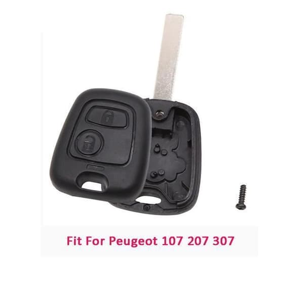 Bilnyckelring, 2 knappar A--fjärrkontrollskal för Peugeot 106 107 206 207 306 307, 2 oklippta knappar, C-insats