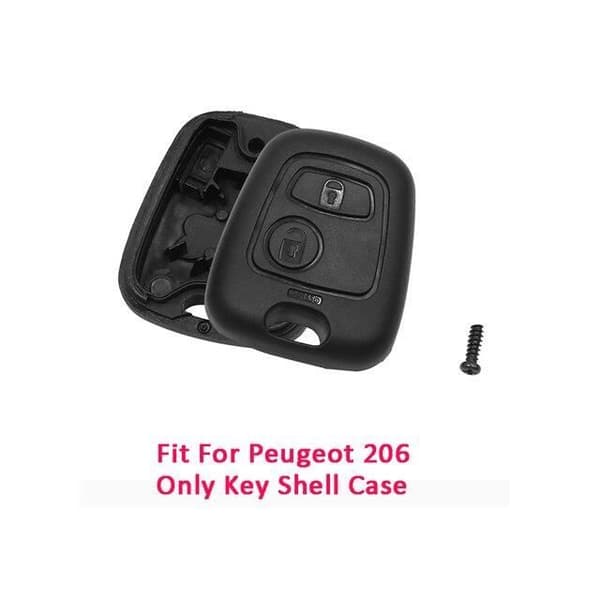 Bilnyckelring, 2 knappar D--fjärrkontrollskal för Peugeot 106 107 206 207 306 307, 2 oklippta knappar, C-insats