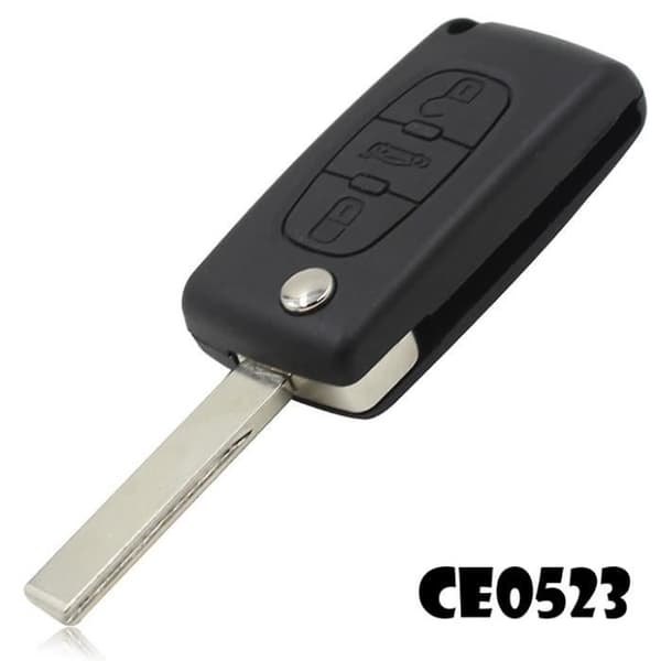 Lyftnyckel för peugeot 3-knapps baklucka 107 207 208 307 308 407 807 modell ce0523 blad med spår fjärrkontroll väska pro-plip