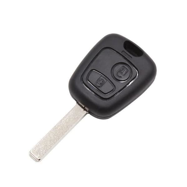 Bilnyckelring, 3 knappar A--fjärrkontrollskal för Peugeot 106 107 206 207 306 307, 2 oklippta knappar, C-insats
