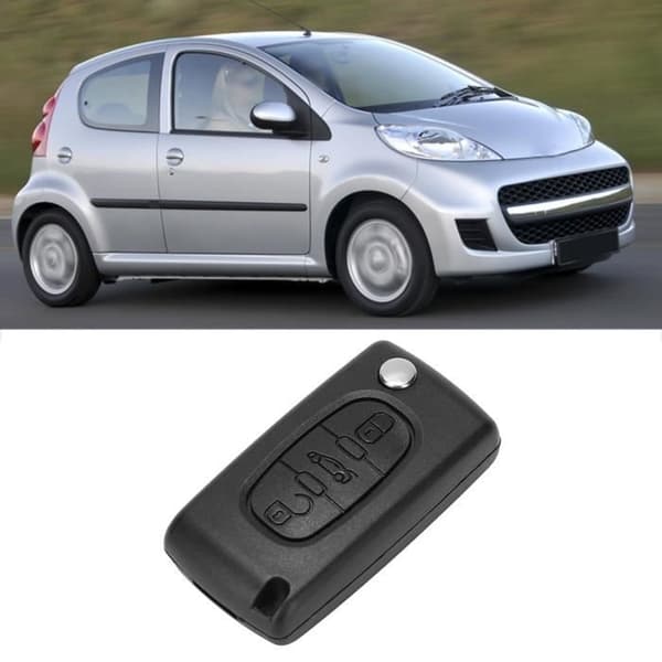 Vvikizy Remote Key Case 3-knapps fjärrnyckelskal, kompatibel med Peugeot 107 207 307 407 408 Auto Airbag
