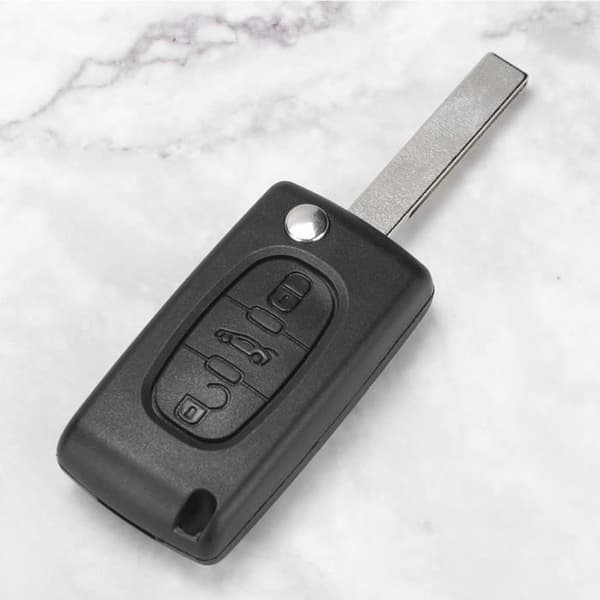Vvikizy Remote Key Case 3-knapps fjärrnyckelskal, kompatibel med Peugeot 107 207 307 407 408 Auto Airbag