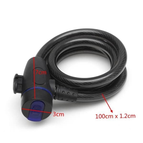 TEMPSA 100 cm x 12 mm Cykelkabel Stöldskyddshänglås Spirallås för cykel MTB Motorcykel Scooter
