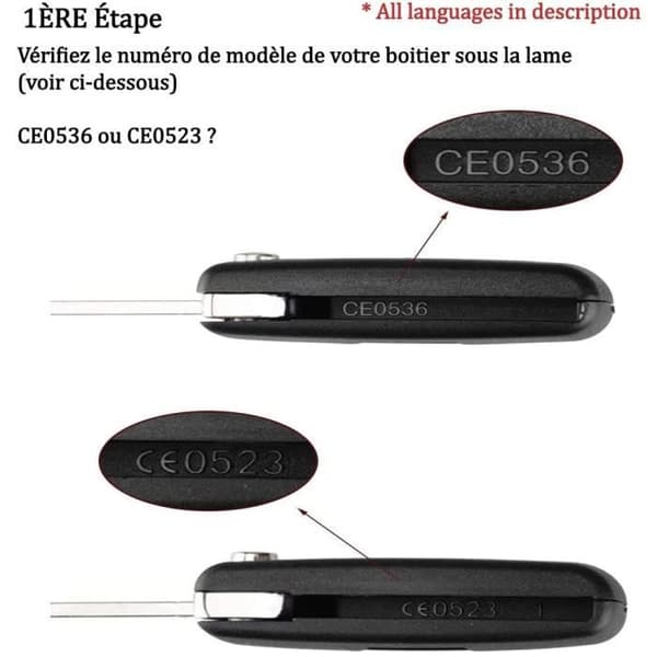 3-knappars Trunk Key Shell kompatibel CE0536 Folding Flip Key för Peugeot 207 307 308 407 408 3008 5008 Citroen C2 C3 C4 C5 C6 C
