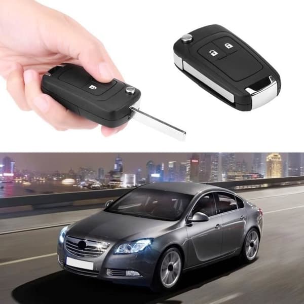 ESTINK 2-knappsnyckelskal 2-knapps hopfällbar fjärrkontroll till bilnyckelfodral till Opel Astra