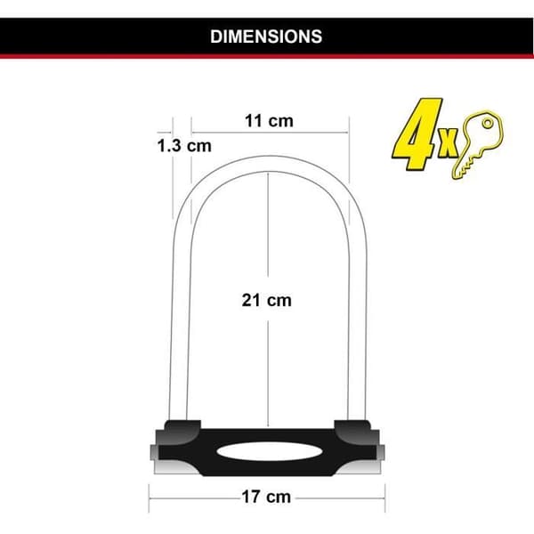 U Bike Lock - MASTER LOCK - 8195EURDPROCOLWR - Härdat stål, nyckel, röd