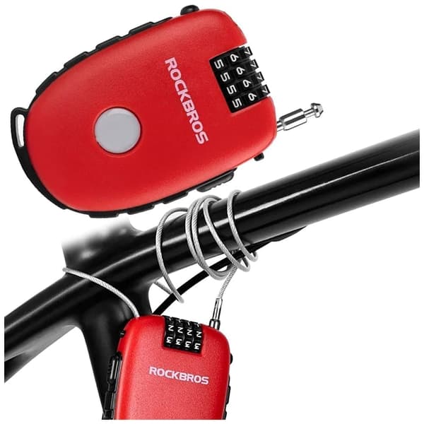 Rockbros 32420981001 Uttrekkbar Kabel Sykkellås - Rød