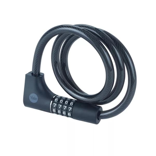 Teräspolkupyörän kaapeli yhdistelmälukolla ja avaimella 12x1000mm Yale Essential Security Combination & Key Cable Lock