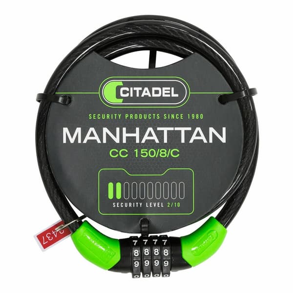 Kabel med hengelås Citadel Manhattan cc 150/8/c Kombinasjon Svart 150 cm