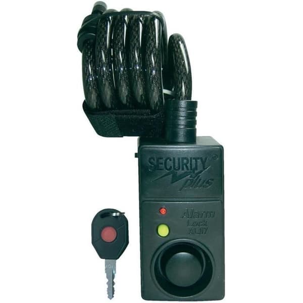 Cykellås med larm och Security Plus AL07-lås - Vuxen - Unisex - Fritidscykel - 10mm - Svart