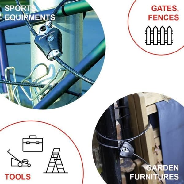 MASTER LOCK Patenterad stöldskyddskabel justerbar från 30 cm till 1,8 m