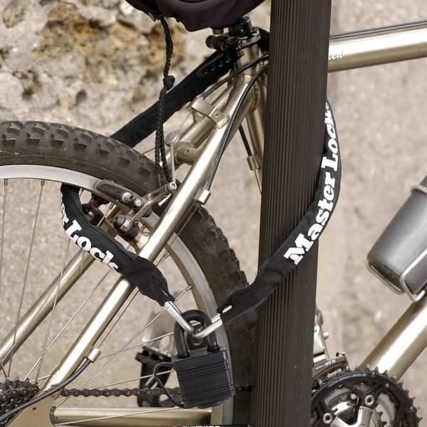 MASTER LOCK stöldskyddskedja - 8390EURDPRO - 90cm x Ø 6mm - 40mm hänglås - Nylonfodral - Svart