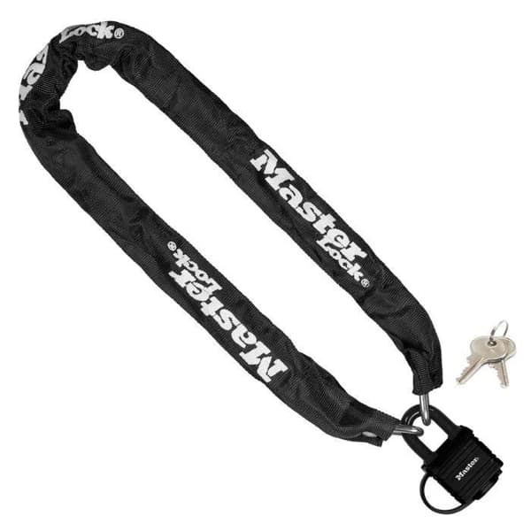 MASTER LOCK stöldskyddskedja - 8390EURDPRO - 90cm x Ø 6mm - 40mm hänglås - Nylonfodral - Svart